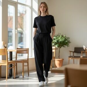 Coldwater Creek Womens Black Pleated High Waisted Dress Pants Trousers Size 8